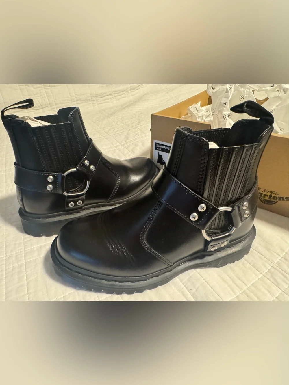 Dr. Martens Black Leather Harness Analine Boots - Picture 9 of 11